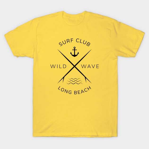 Surfing tshirt Surf Club Long Beach ocean blue  surfing t-shirt T-Shirt by T-LINE